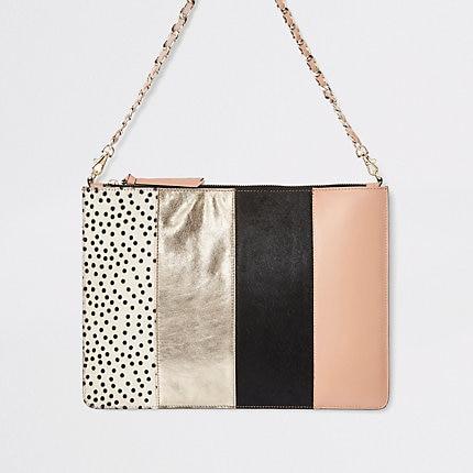 River Island Womens Leather Spot Pouch Clutch Bag