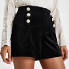 River Island Womens Petite Velvet Embellished Shorts