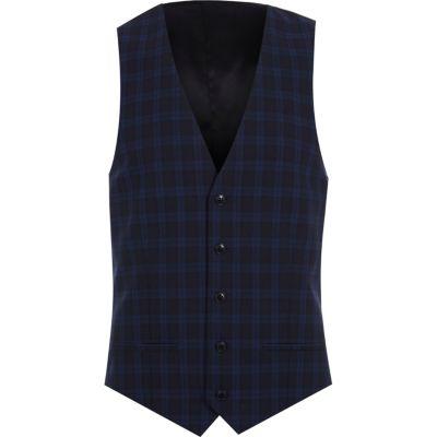 River Island Mens Check Suit Waistcoat