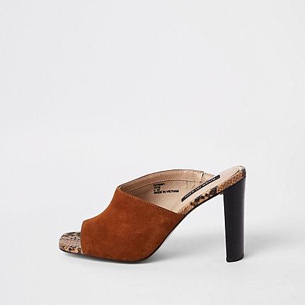 River Island Womens Asymmetric Heeled Mules