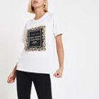 River Island Womens White 'rue Saint' Leopard Print T-shirt