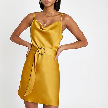 River Island Womens Cowl Neck Belted Slip Dress