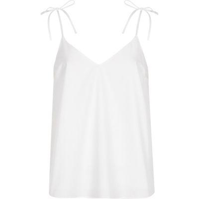 River Island Womens White Poplin Bow Shoulder Cami Top