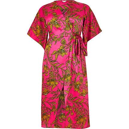 River Island Womens Plus Floral Print Midi Kimono Dress