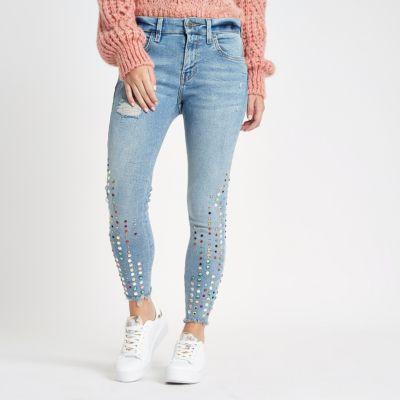 River Island Womens Petite Amelie Embellished Jeans