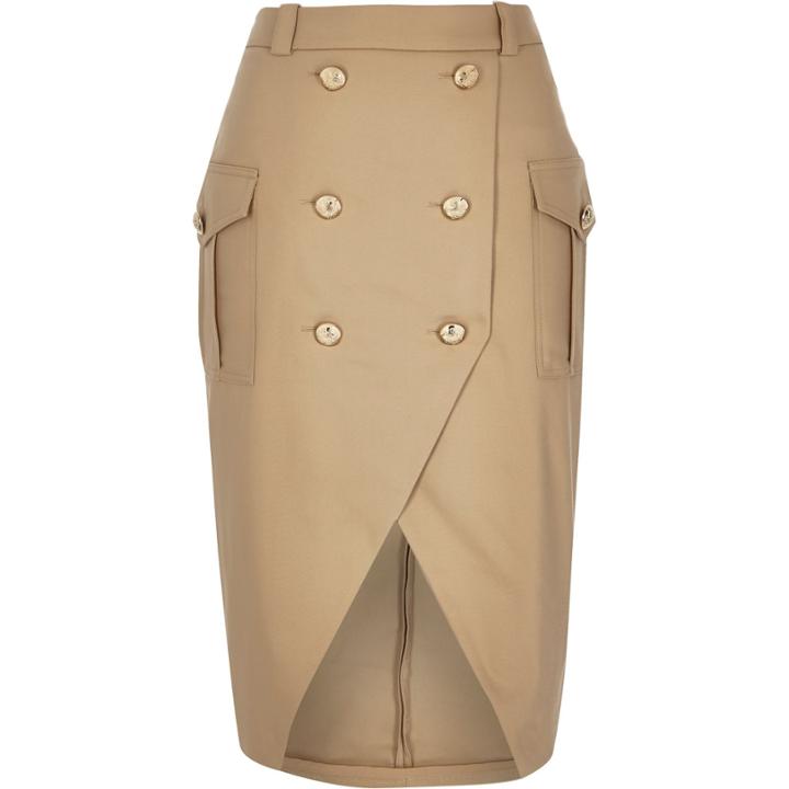 River Island Womens Military Button Pencil Skirt