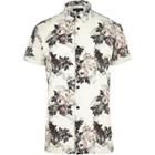 River Island Mensecru Floral Print Smart Slim Fit Shirt
