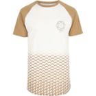 River Island Menswhite Raglan Geometric Fade Print T-shirt