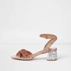 River Island Womens Glitter Jewel Block Heel Sandals