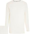 River Island Mens White Ribbed Long Sleeve Sweater