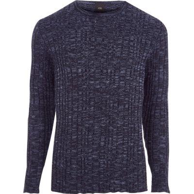 River Island Mens Big And Tall Ribbed Raw Edge Jumper