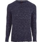 River Island Mens Big And Tall Ribbed Raw Edge Jumper