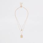 River Island Womens Gold Tone Rectangle Pendant Necklace Pack
