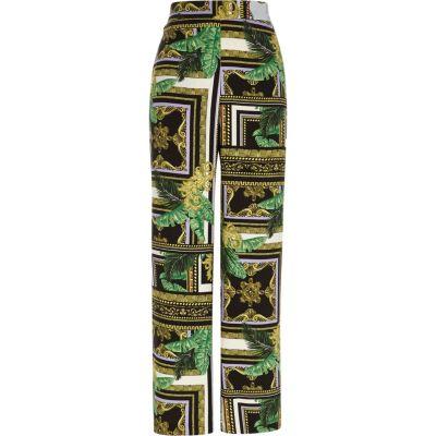 River Island Womens Baroque Print Wide Leg Trousers