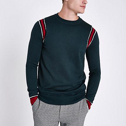 River Island Mens Slim Fit Long Sleeve Tipped Jumper