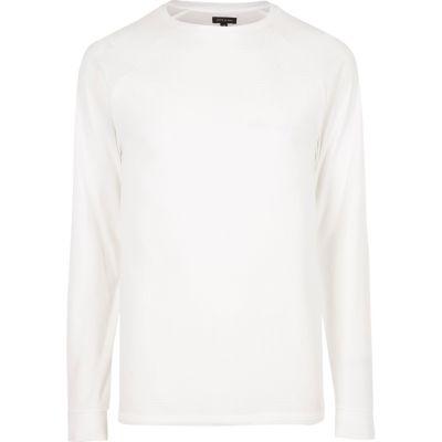 River Island Mens White Slim Fit Waffle Raglan T-shirt