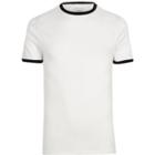 River Island Mens White Ringer Muscle Fit T-shirt