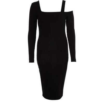 River Island Womens One Shoulder Long Sleeve Bodycon Dress