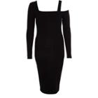 River Island Womens One Shoulder Long Sleeve Bodycon Dress