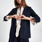 River Island Womens Sequin Stripe Ruched Sleeve Blazer