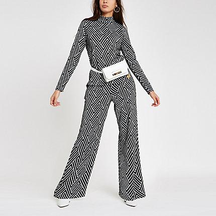 River Island Womens Jacquard Geo Print Trouser Set