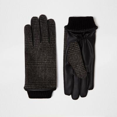 River Island Mens Check Gloves