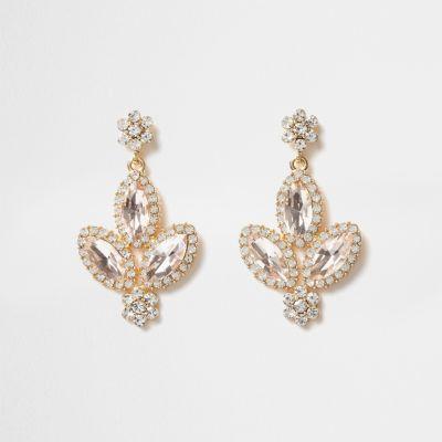 River Island Womens Gold Tone Jewel Embellished Drop Earrings