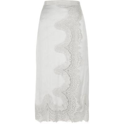 River Island Womens Scallop Lace Hem Midi Skirt