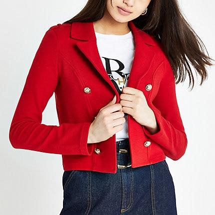 River Island Womens Crop Jersey Blazer