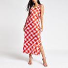 River Island Womens Dogtooth Check Maxi Slip Dress