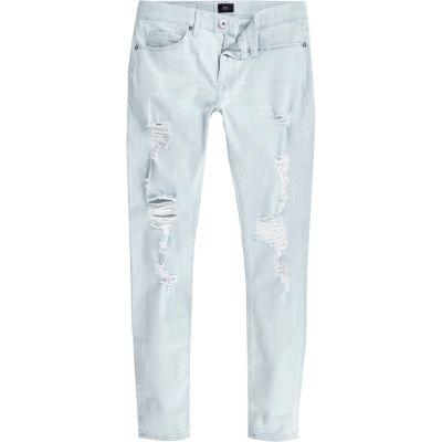 River Island Mens Ollie Ripped Spray On Skinny Jeans