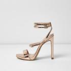 River Island Womens Gold Wide Fit Metallic Strappy Sandals
