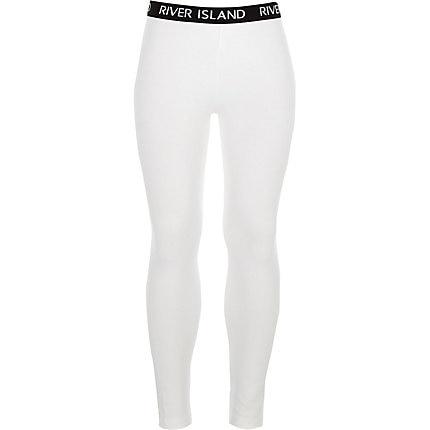 River Island Girls White Ri Branded Leggings