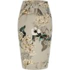 River Island Womens Floral Tie Front Pencil Skirt