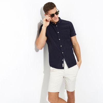 River Island Mens Short Sleeve Casual Oxford Shirt