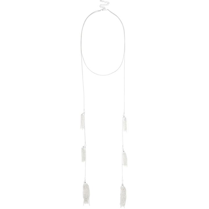 River Island Womens Silver Tone Long Wrap Tassel Necklace