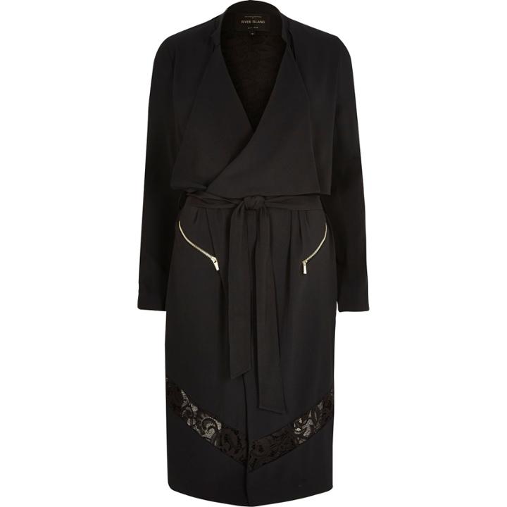 River Island Womens Crepe Lace Panel Trench Coat