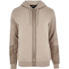 River Island Mensstone Faux-suede Patch Hoodie