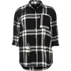 River Island Womens Plus White Check Sequin Panel Shirt