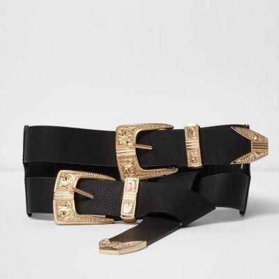 River Island Womens Gold Tone Double Tie Western Belt