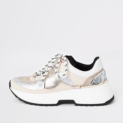 River Island Womens White Chunky Sole Lace-up Runner