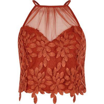 River Island Womens Leaf Lace Crop Top