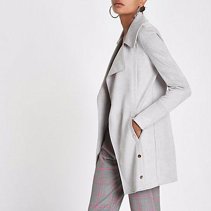 River Island Womens Longline Popper Side Fallaway Jacket