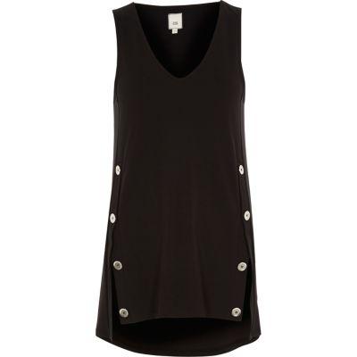River Island Womens Split Button Sleeveless Top