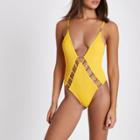 River Island Womens Shirred Bar Ladder Cut Out Swimsuit