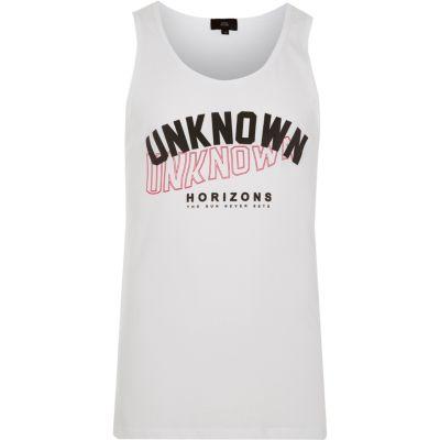 River Island Mens White 'unknown Horizons' Printk