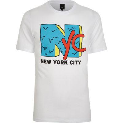 River Island Mens White 'nyc' Print Short Sleeve T-shirt