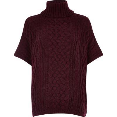 River Island Womens Cable Knit Short Sleeve Poncho