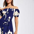 River Island Womens Floral Bardot Button Through Maxi Dress