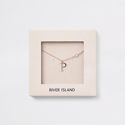River Island Womens Rose Gold Tone 'p' Initial Necklace